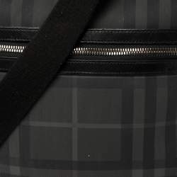 Burberry Black London Check Coated Canvas and Leather Slim Messenger Bag