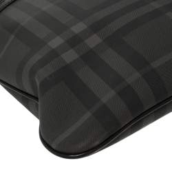 Burberry Black London Check Coated Canvas and Leather Slim Messenger Bag