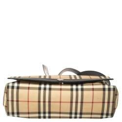 Pre Owned Burberry Beige/Black Nova Check Coated Canvas and Leather Messenger Bag