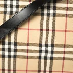 Pre Owned Burberry Beige/Black Nova Check Coated Canvas and Leather Messenger Bag