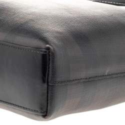 Burberry Dark Brown/Grey Smoke Check PVC and Leather Laptop Bag