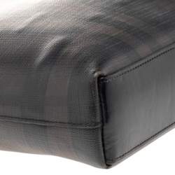 Burberry Dark Brown/Grey Smoke Check PVC and Leather Laptop Bag