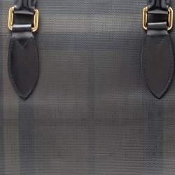 Burberry Dark Brown/Grey Smoke Check PVC and Leather Laptop Bag