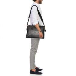 Burberry Dark Brown/Grey Smoke Check PVC and Leather Laptop Bag