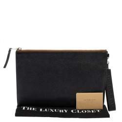 Burberry Black Leather Edin Zip Pouch