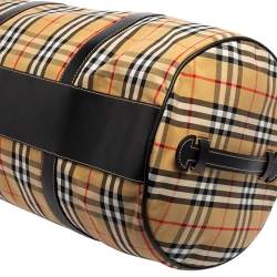 Burberry Multicolor Vintage Check Nylon And Leather Large Kennedy Barrel Bag