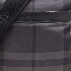 Burberry Black Smoke Check Nylon Messenger Bag