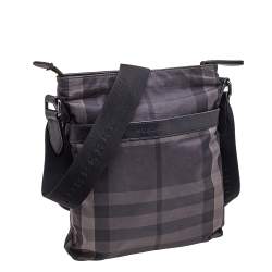 Burberry Black Smoke Check Nylon Messenger Bag