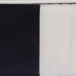Pre Owned Burberry Black/White Leather Alwyn Zip Card Holder