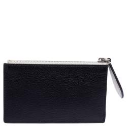 Pre Owned Burberry Black/White Leather Alwyn Zip Card Holder
