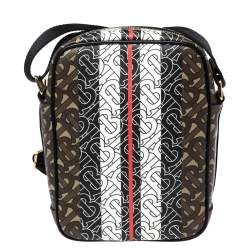 Burberry Brown TB Monogram Coated Canvas and Leather Thornton Messenger Bag