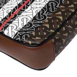 Burberry Brown TB Monogram Coated Canvas and Leather Thornton Messenger Bag
