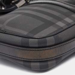 Burberry Black London Check Coated Canvas and Leather Messenger Bag