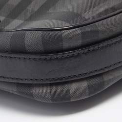Burberry Black London Check Coated Canvas and Leather Messenger Bag