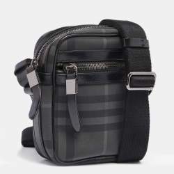 Burberry Black London Check Coated Canvas and Leather Messenger Bag