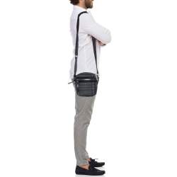 Burberry Black London Check Coated Canvas and Leather Messenger Bag