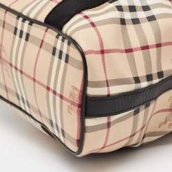 Burberry Beige/Black Haymarket Check Coated Canvas Vertical Tote