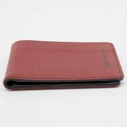 Pre Owned Burberry Burgundy Leather International Bifold Wallet