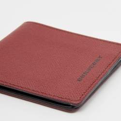 Pre Owned Burberry Burgundy Leather International Bifold Wallet