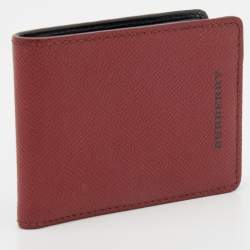 Pre Owned Burberry Burgundy Leather International Bifold Wallet