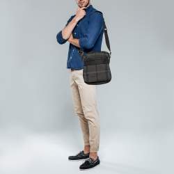 Pre Owned Burberry Black Smoke Check Nylon Messenger Bag
