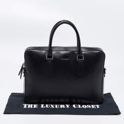 Pre Owned Burberry Black Leather Briefcase Bag