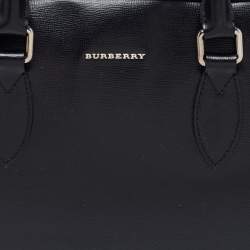 Pre Owned Burberry Black Leather Briefcase Bag