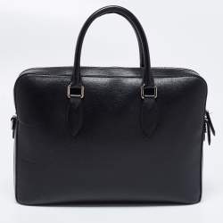 Pre Owned Burberry Black Leather Briefcase Bag