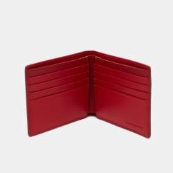 Pre Owned Burberry Red Perforated Leather Bill Bifold Wallet