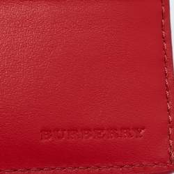 Pre Owned Burberry Red Perforated Leather Bill Bifold Wallet