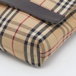 Burberry Beige/Black Nova Check Canvas and Leather Messenger Bag