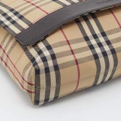 Burberry Beige/Black Nova Check Canvas and Leather Messenger Bag