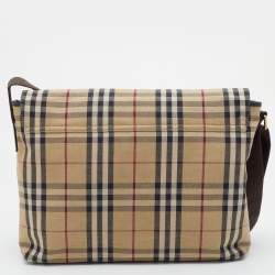 Burberry Beige/Black Nova Check Canvas and Leather Messenger Bag