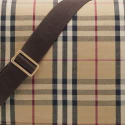 Burberry Beige/Black Nova Check Canvas and Leather Messenger Bag