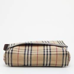 Burberry Beige/Black Nova Check Canvas and Leather Messenger Bag