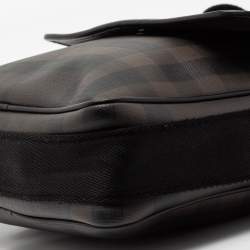 Burberry Brown/Black Smoked Check PVC And Canvas Flap Messenger Bag