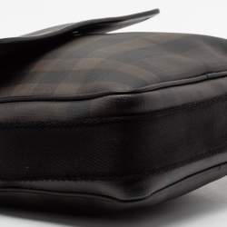 Burberry Brown/Black Smoked Check PVC And Canvas Flap Messenger Bag