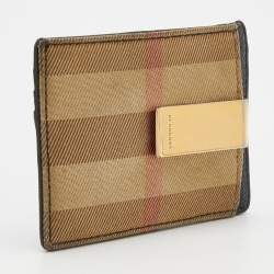 Burberry Black/Beige Leather And Vintage Canvas Check Money Clip Wallet