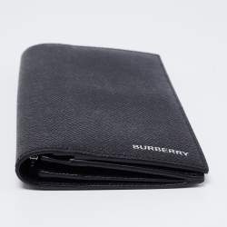 Burberry Black Leather Bifold Long Wallet