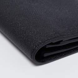 Burberry Black Leather Bifold Long Wallet