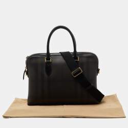 Burberry Brown/Black London Check Coated Canvas And Leather The Barrow Briefcase