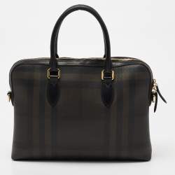 Burberry Brown/Black London Check Coated Canvas And Leather The Barrow Briefcase
