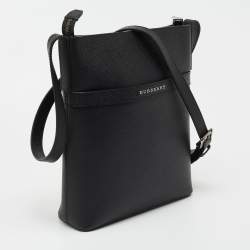 Pre Owned Burberry Black Leather Messenger Bag