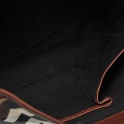 Pre Owned Burberry Beige/Brown Housecheck Canvas and Leather Messenger Bag