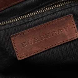 Pre Owned Burberry Beige/Brown Housecheck Canvas and Leather Messenger Bag