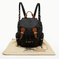 Burberry Black Nylon Rucksuck Backpack w/AMB Embroidered