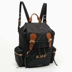 Burberry Black Nylon Rucksuck Backpack w/AMB Embroidered