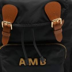 Burberry Black Nylon Rucksuck Backpack w/AMB Embroidered