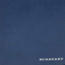Pre Owned Burberry Blue Leather Zip Around Organizer Wallet 
