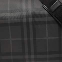 Burberry Black/Grey Check PVC and Leather Large Burleigh Messenger Bag